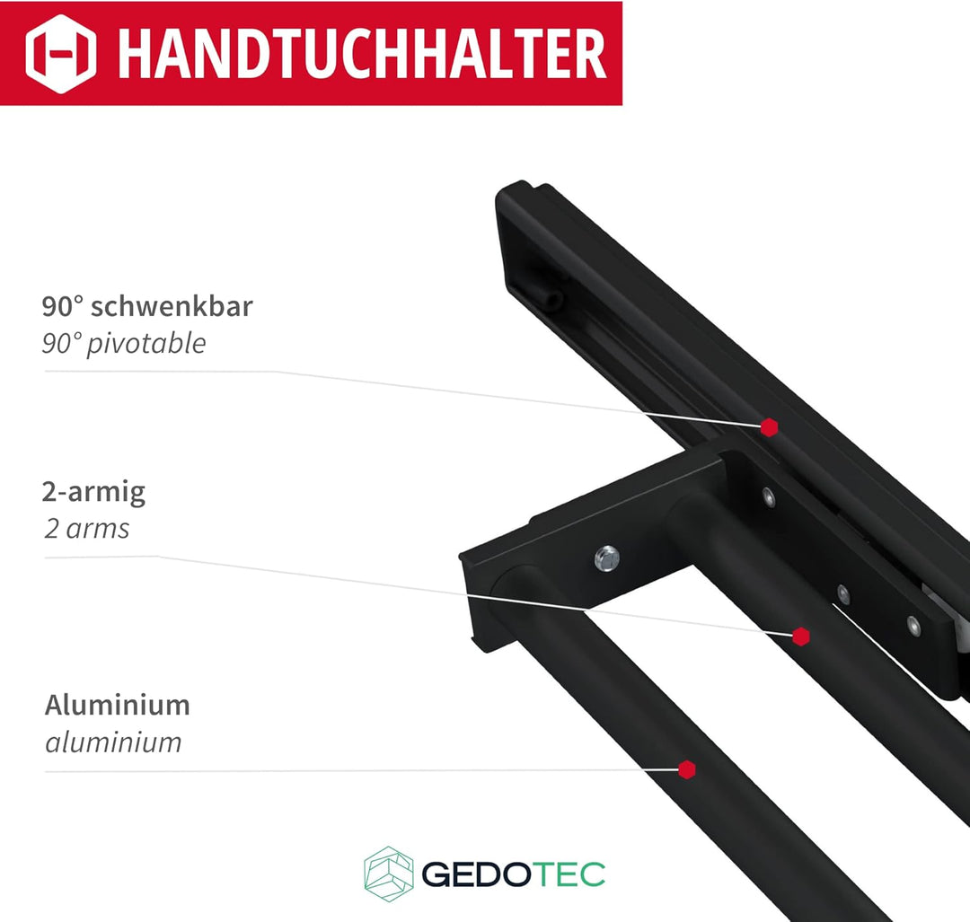 Gedotec Handtuchhalter | H6008 | Handtuchauszug 2-armig ausziehbar | 1 Stück | Geschirrtuchhalter Lä