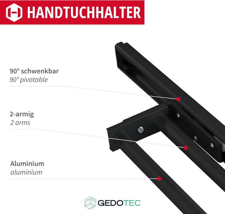 Gedotec Handtuchhalter | H6008 | Handtuchauszug 2-armig ausziehbar | 1 Stück | Geschirrtuchhalter Lä