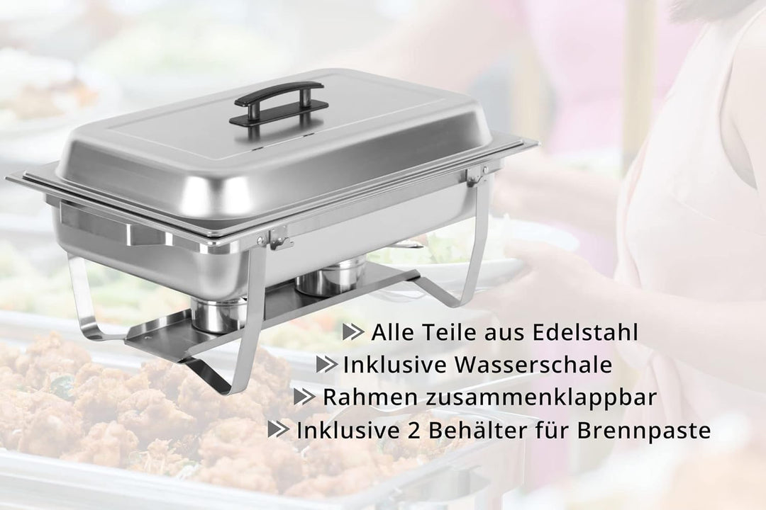 Stagecaptain CDDF-09 Chafing-Dish Speisewärmer - Edelstahl Warmhaltebehälter für Buffet und Catering