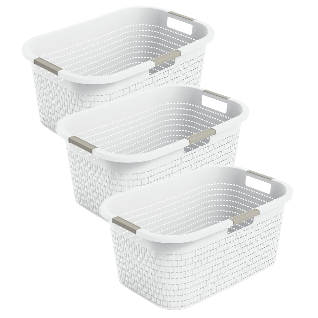 Rotho Country Wäschekorb 40l, Kunststoff (PP) BPA-frei, mistletoe Weiss, 40l (58.0 x 38.9 x 25.1 cm)