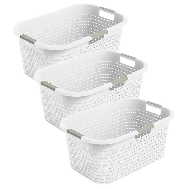 Rotho Country Wäschekorb 40l, Kunststoff (PP) BPA-frei, mistletoe Weiss, 40l (58.0 x 38.9 x 25.1 cm)