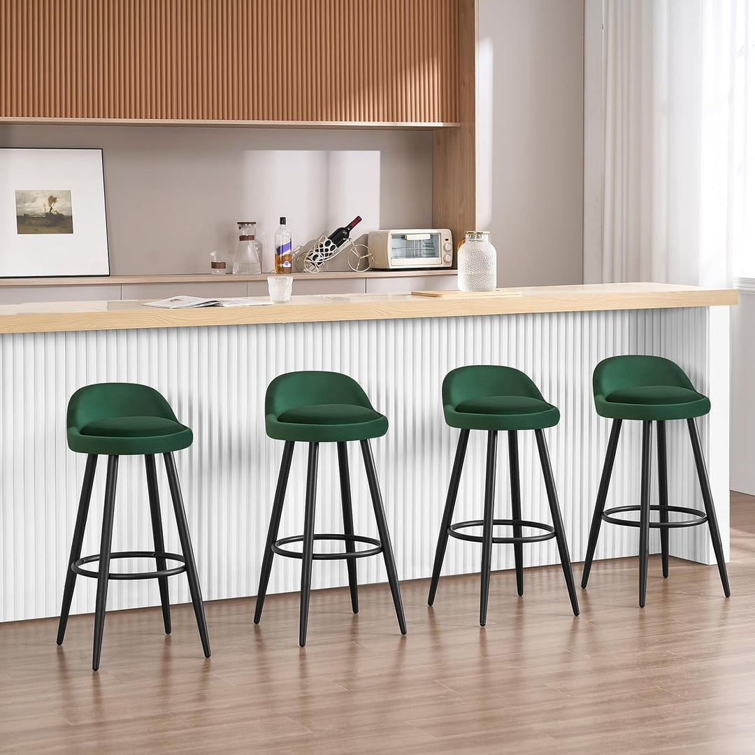 WOLTU Barhocker 2er Set, Barstuhl Küchenhocker, hoher Hocker mit Rückenlehne Fussstütze, aus Samt Me
