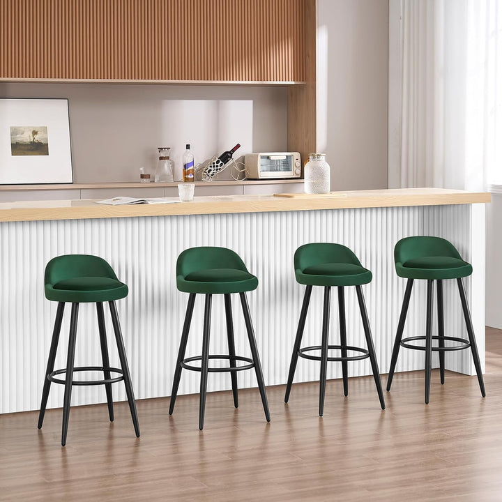 WOLTU Barhocker 2er Set, Barstuhl Küchenhocker, hoher Hocker mit Rückenlehne Fussstütze, aus Samt Me