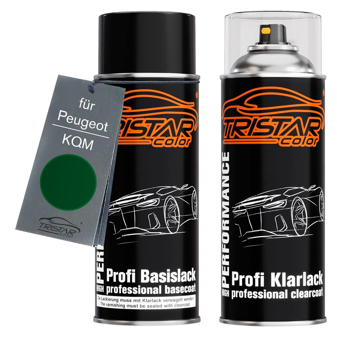 TRISTARcolor Autolack Spraydosen Set für Peugeot KQM Vert Intensive Nacre/Cypress Green Metallic Bas
