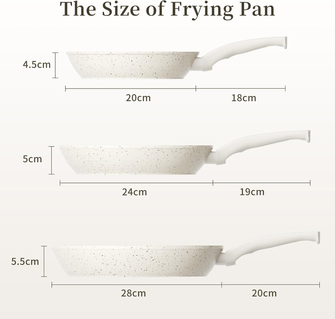 Innerwell Antihaft Pfannenset 3-teilig 20+24+28 cm aus Granit, Pfannen Induktion mit Antihaftbeschic