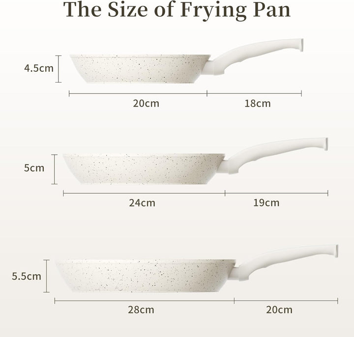 Innerwell Antihaft Pfannenset 3-teilig 20+24+28 cm aus Granit, Pfannen Induktion mit Antihaftbeschic