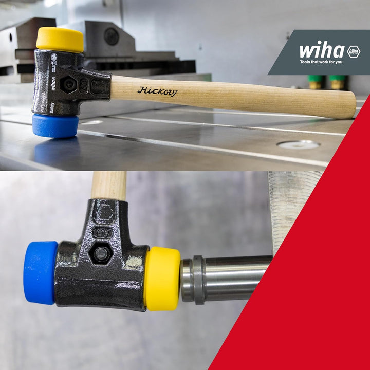 Wiha Schonhammer Safety I weich/mittelhart I Hickory-Holzstiel I Rund-Schlagkopf Ø 30 mm I Kunststof