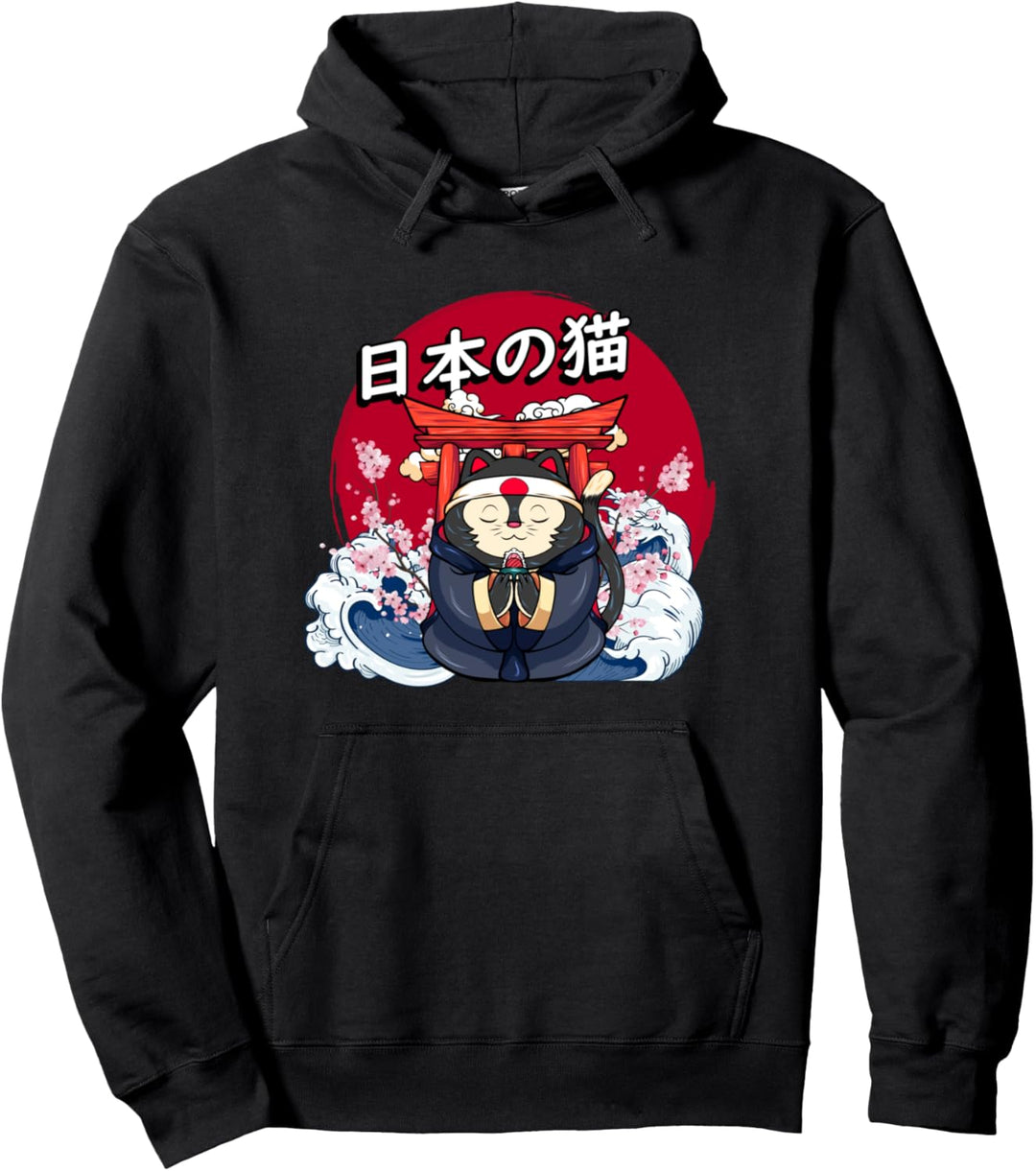 Niedliches Katzen-Kätzchen, japanisches Festival, japanischer Schrein Pullover Hoodie