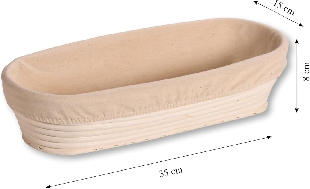 KESPER | Gärkorb/Brotkorb mit Textilfutter, Material: Rattan, Masse: B: 35 x T: 15 x H: 8 cm, Farbe: