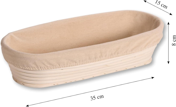 KESPER | Gärkorb/Brotkorb mit Textilfutter, Material: Rattan, Masse: B: 35 x T: 15 x H: 8 cm, Farbe: