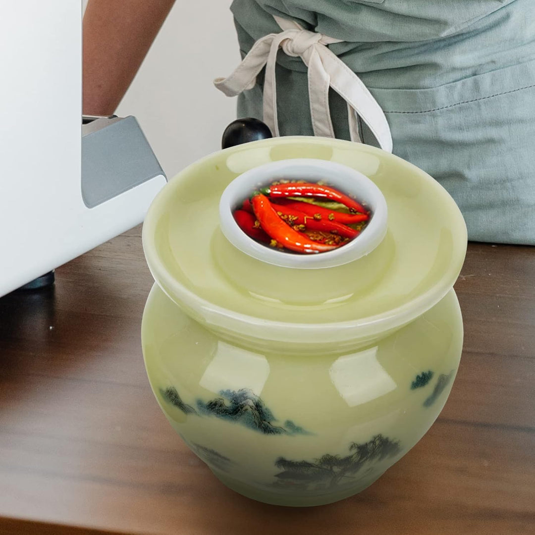 Cabilock Gärtopf Keramik Sauerkrauttopf Gurkentopf Einlegetopf mit Deckel Luftdichte Vorratsdose Vor