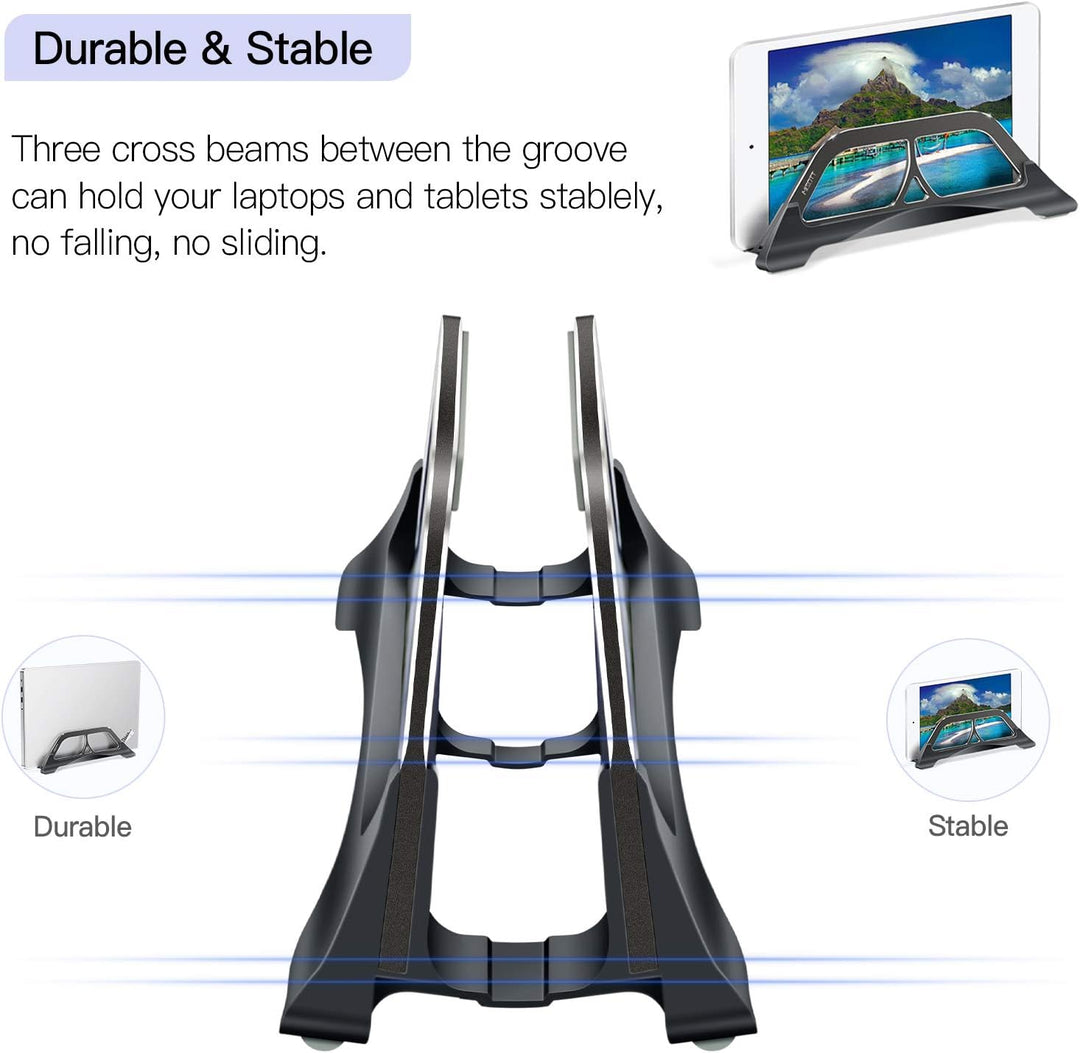 Vertikaler Laptop Ständer, Platzsparender Computer Ständer, Automatisch greifender Laptop Halter stä