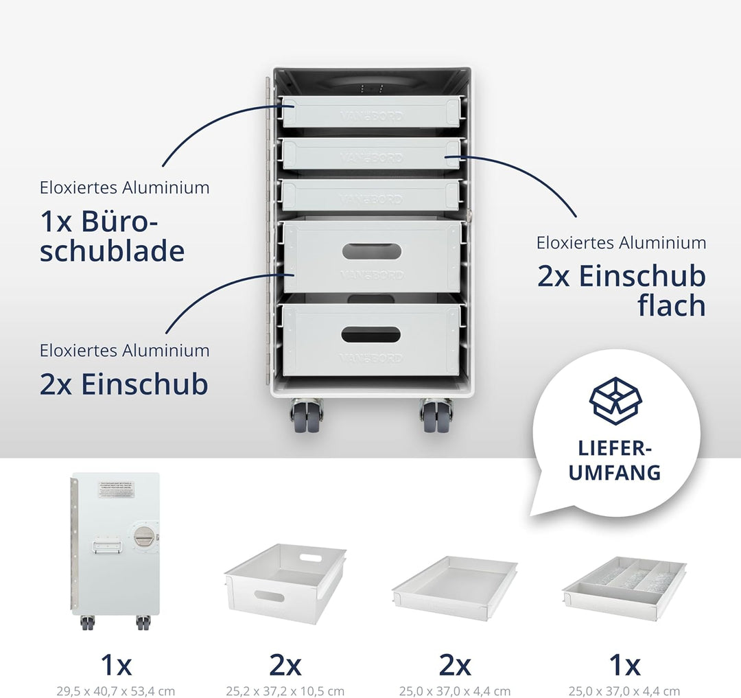 Rollcontainer mit Schubladen, mobiler Aktenschrank, Metallschrank, Schubladenschrank Küche, Druckert