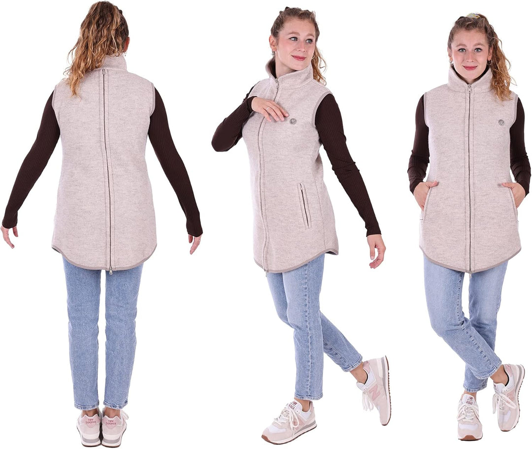 Viva la Mama - Trageweste aus Wollwalk Umstandsweste Wollweste zum Babytragen - PEVE M ecru, M ecru