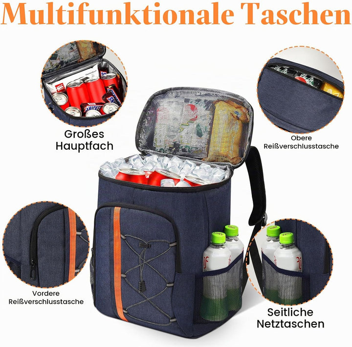 Kühltasche 28 L, Kühlrucksack, Grosser Kühlrucksack Gross, Kühltasche Faltbar Geeignet für Reisen, S