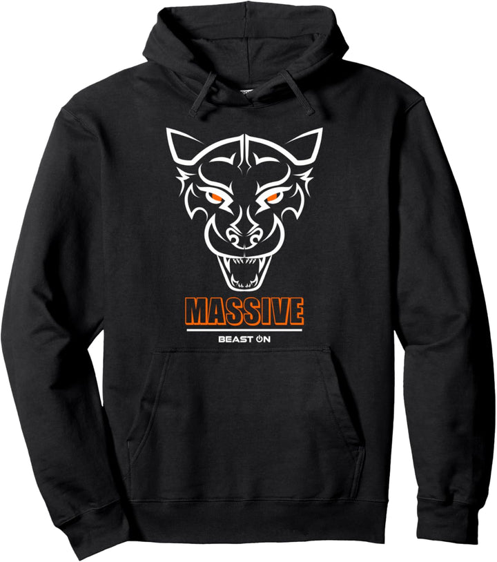 Panther Kopf Massive Orange Gym Workout Fitness Training Pullover Hoodie