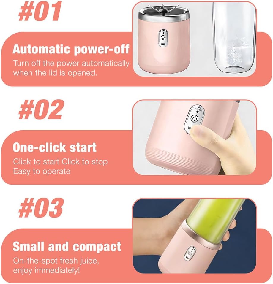 Tragbarer Mixer, 400ml Mixer Smoothie Maker to Go mit Digitalanzeige, Portabler Elektrischer Saftpre