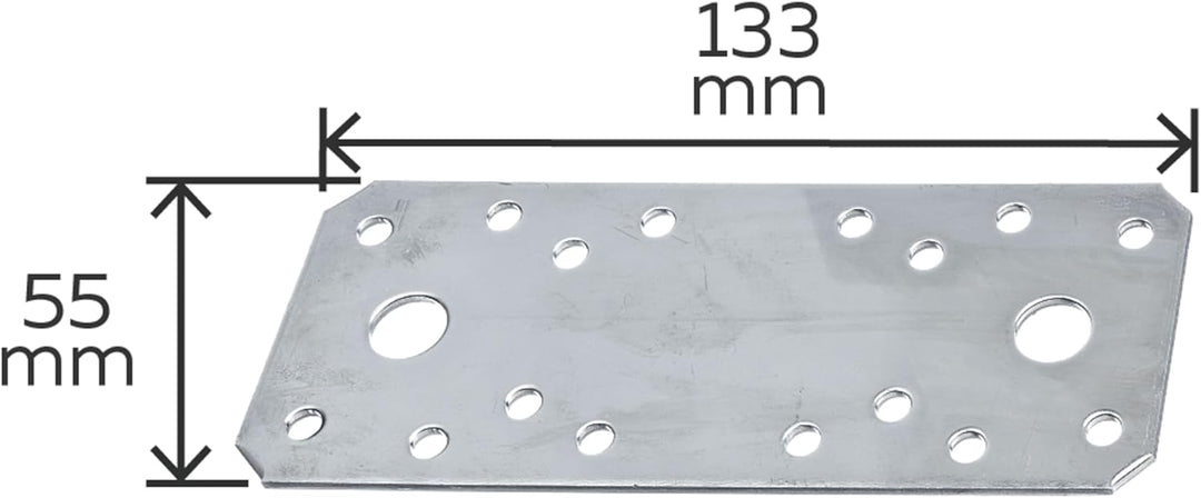 Alberts 851781 Flachverbinder | Edelstahl | 133 x 55 mm | 50er Set 135 x 55 mm / 50 Stk. Material: E