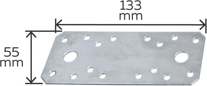 Alberts 851781 Flachverbinder | Edelstahl | 133 x 55 mm | 50er Set 135 x 55 mm / 50 Stk. Material: E