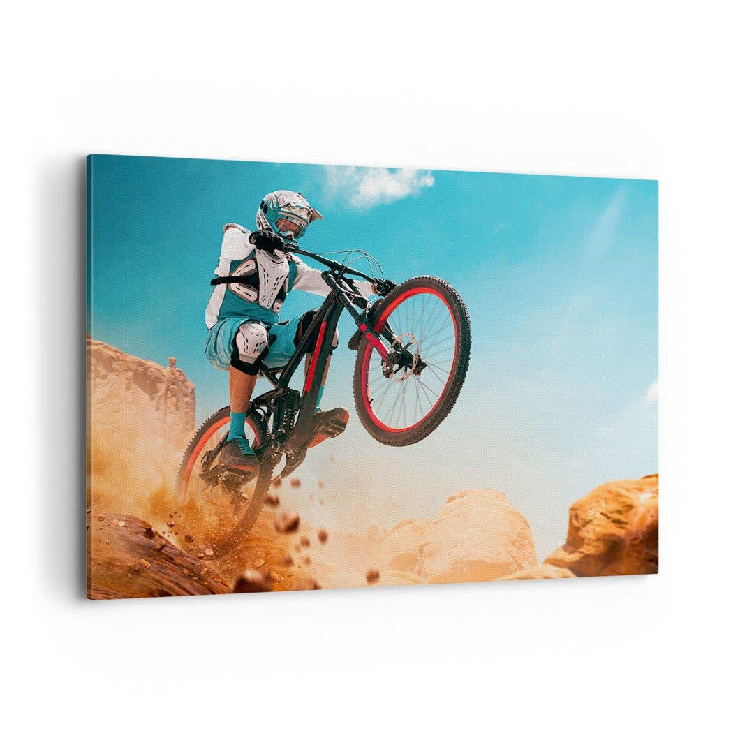 Bilder auf Leinwand 100x70cm Leinwandbild mit Rahmen Fahrrad Sport Helm Gross Wanddeko Bild Schlafzi
