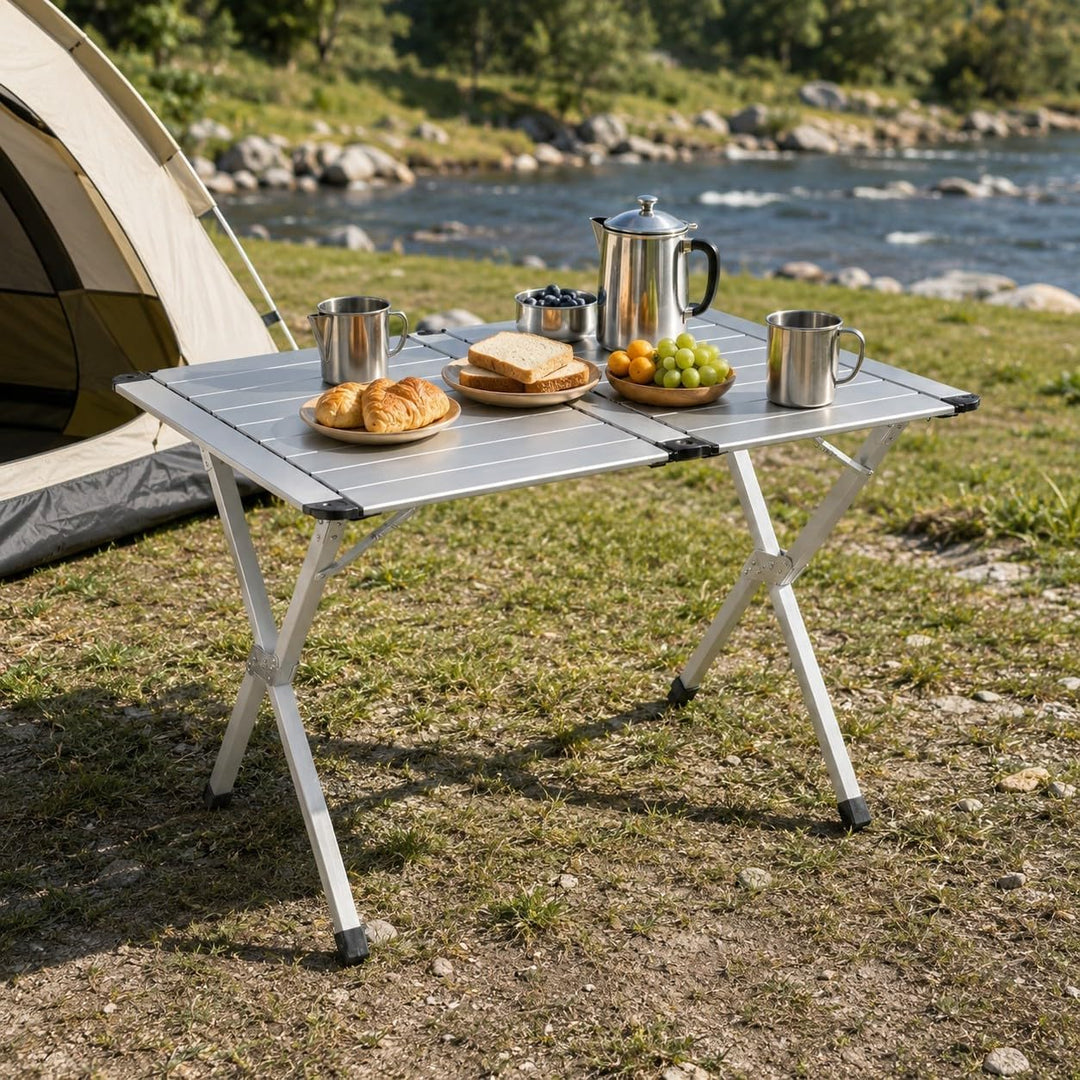 High Peak Campingtisch klappbar, 110x72cm Aluminium Picknicktisch Outdoor | Grosse Tischfläche, X-Fo