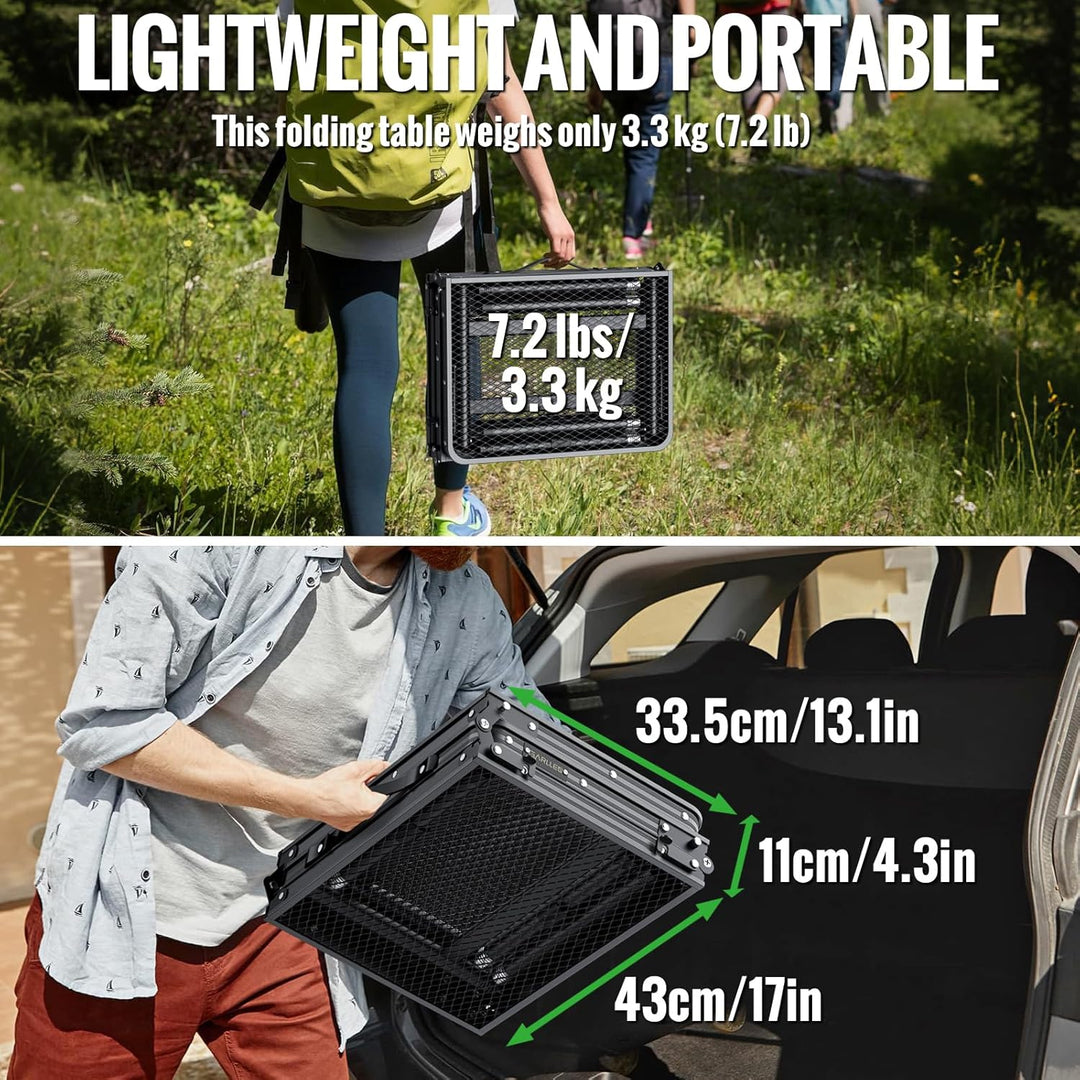 GARLLEN Grilltisch klappbar, 90x40cm & 3 Höhenverstellbar(27/51/75cm), Leicht und Tragbar, Klapptisc