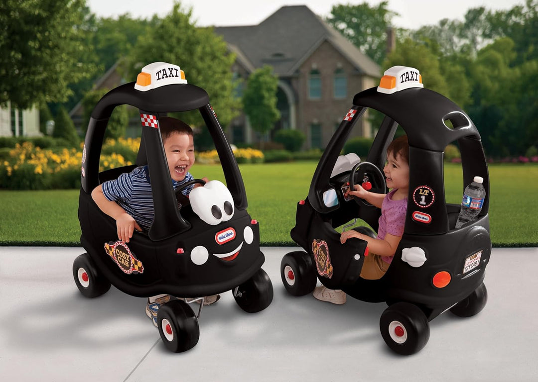 little tikes Taxi Schwarz Cozy Coupe Rutschspiel mit Hupe, das wirklich funktioniert, Einschaltschal