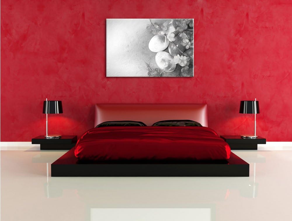 Pixxprint Kunstvolle Ostereier Kohle Zeichnung Effekt, Format: 100x70 auf Leinwand, XXL riesige Bild