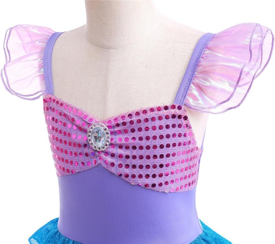 Lito Angels Prinzessin Meerjungfrau Arielle Kostüm Kleid Verkleidung mit Perücke für Kinder Mädchen