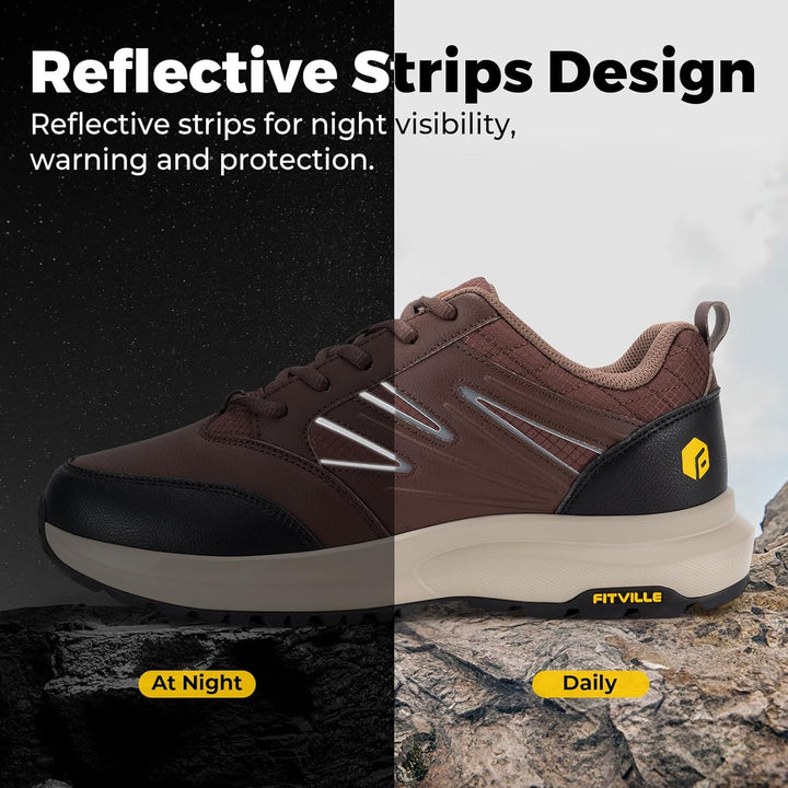 FitVille Extra weit Wanderschuhe Herren Wasserdicht Wanderhalbschuhe rutschfest Trekkingschuhe für a