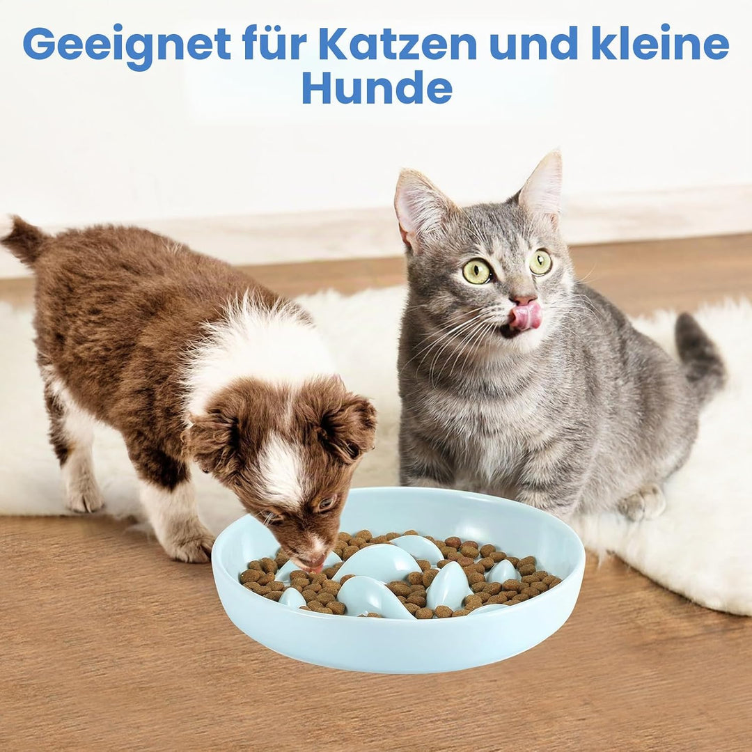 IDOGCHEW Anti Schling Napf Keramik, Antischlingnapf Katze mit Hohen Rändern gegen Herausfallen und E