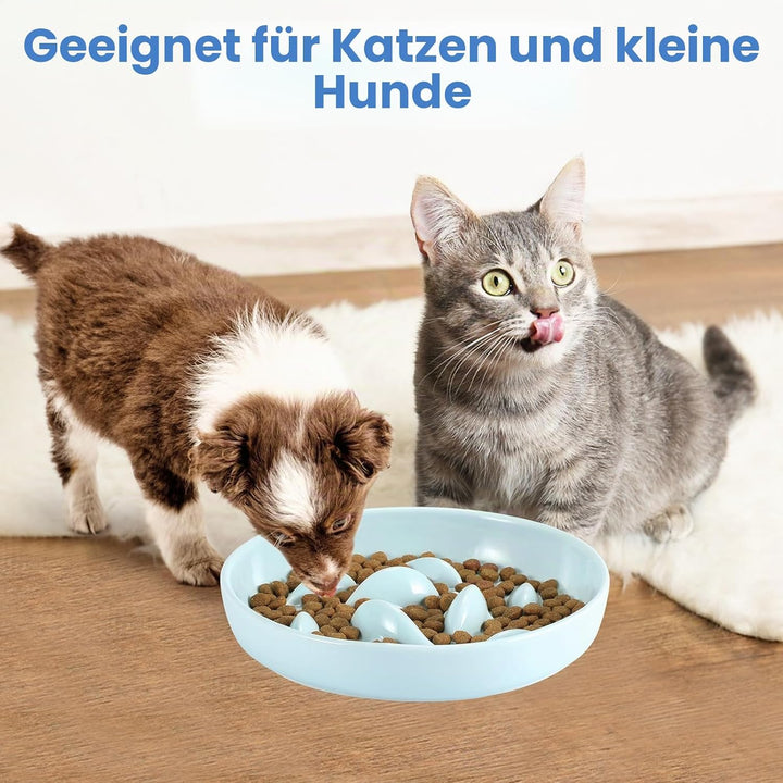 IDOGCHEW Anti Schling Napf Keramik, Antischlingnapf Katze mit Hohen Rändern gegen Herausfallen und E