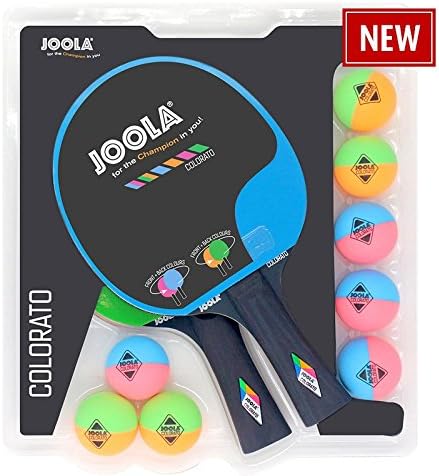 JOOLA Tischtennis-Set COLORATO Bestehend aus 2 Tischtennisschläger + 8 Bunte Tischtennisbälle & Tisc
