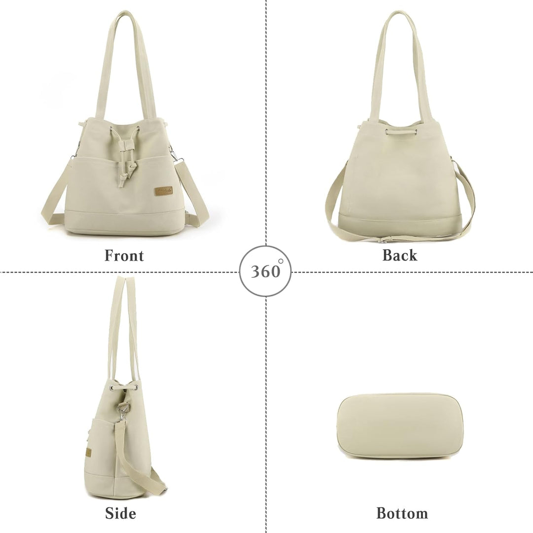 CORIOS Damen Eimer Taschen Kordelzug Handtasche Canvas Schultertasche Grosse Kapazität Umhängetasche