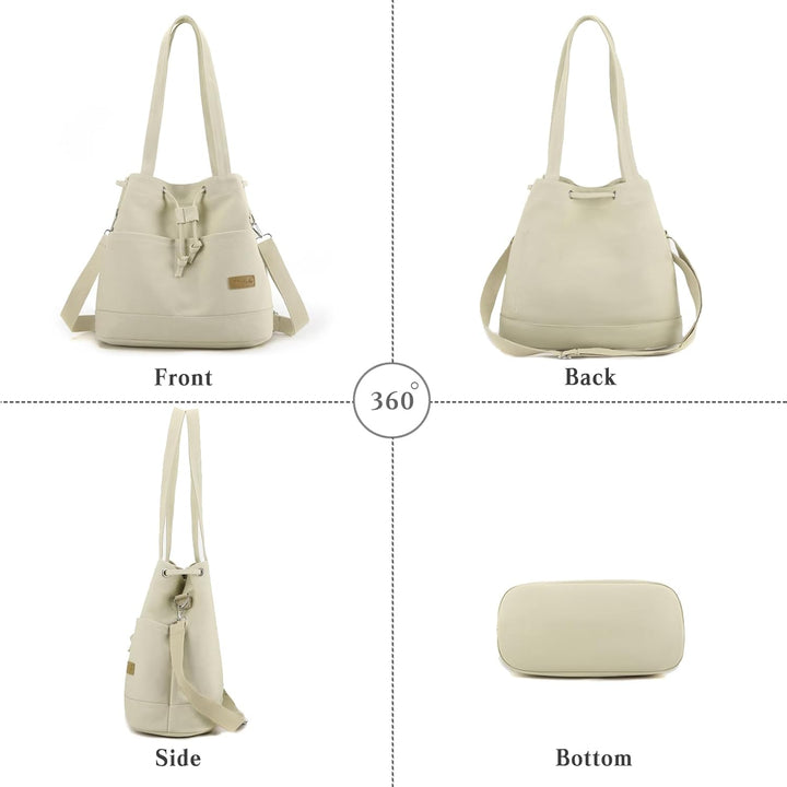 CORIOS Damen Eimer Taschen Kordelzug Handtasche Canvas Schultertasche Grosse Kapazität Umhängetasche