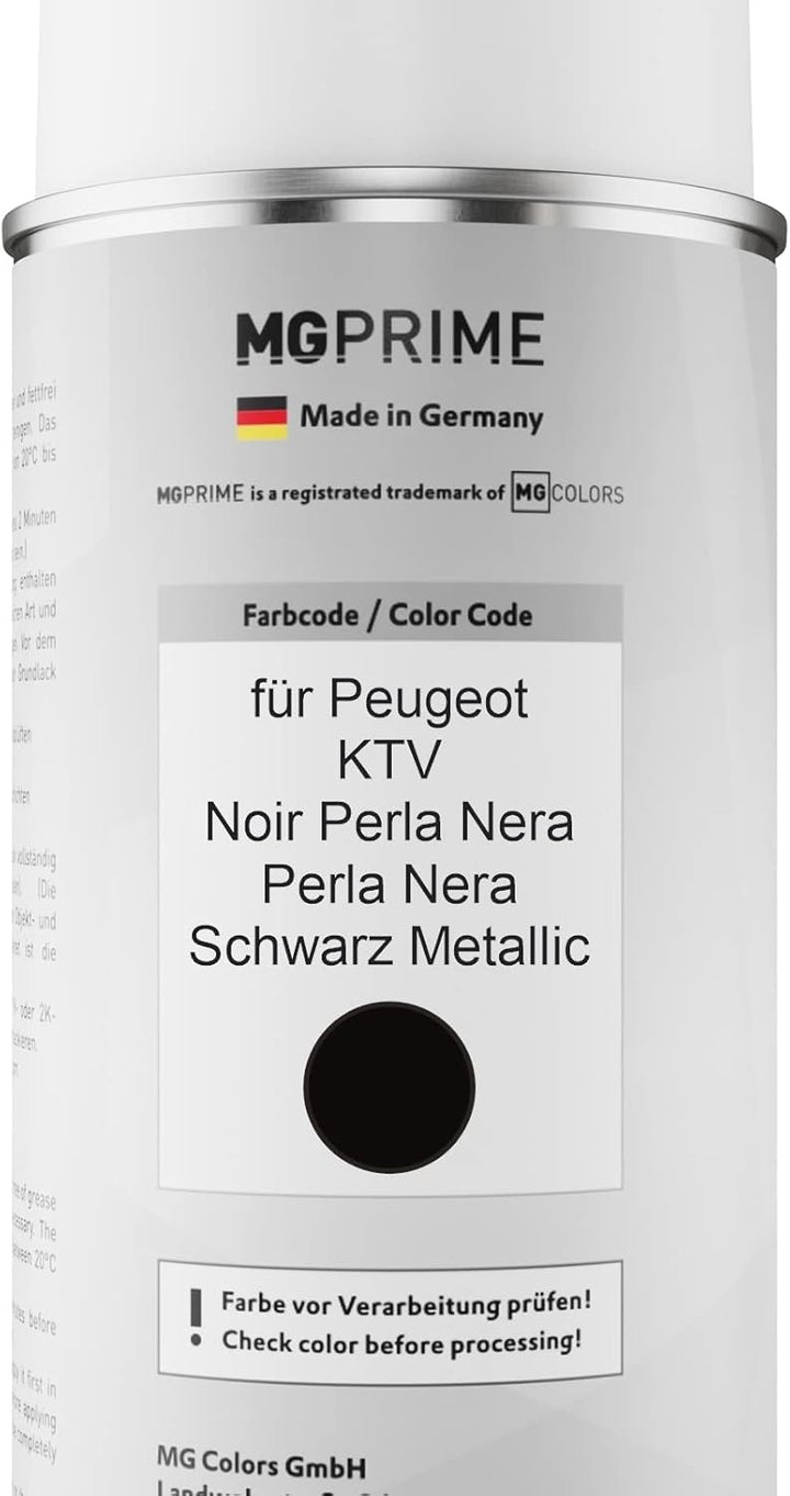 MG PRIME Autolack 2K Spraydosen Set für Peugeot KTV Noir Perla Nera/Perla Nera Schwarz Metallic Basi