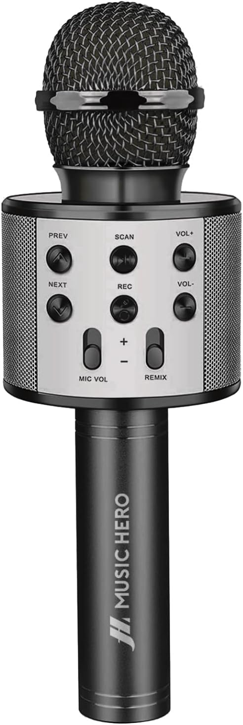 Music Hero Karaoke-Mikrofon, kabellos, mit Effekten, Karaoke-Lautsprecher, 5 Watt