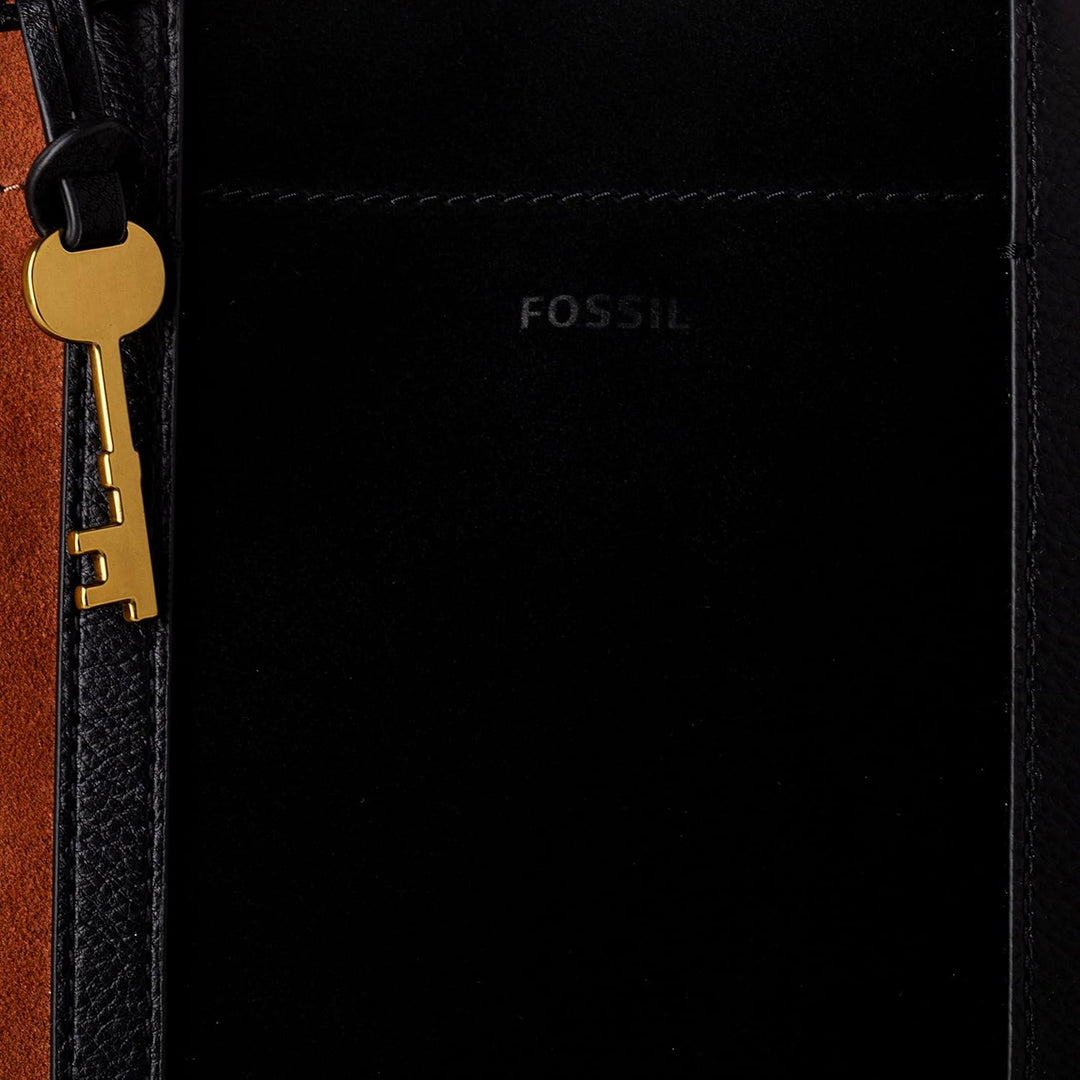 Fossil Carmen Handtasche Leder 30 cm Schwarz und Braun, Schwarz und Braun
