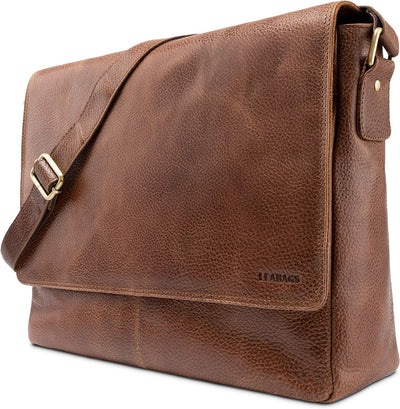 LEABAGS Leder Umhängetasche Herren & Damen I Messenger Bag mit Schultergurt I Echtleder Laptoptasche