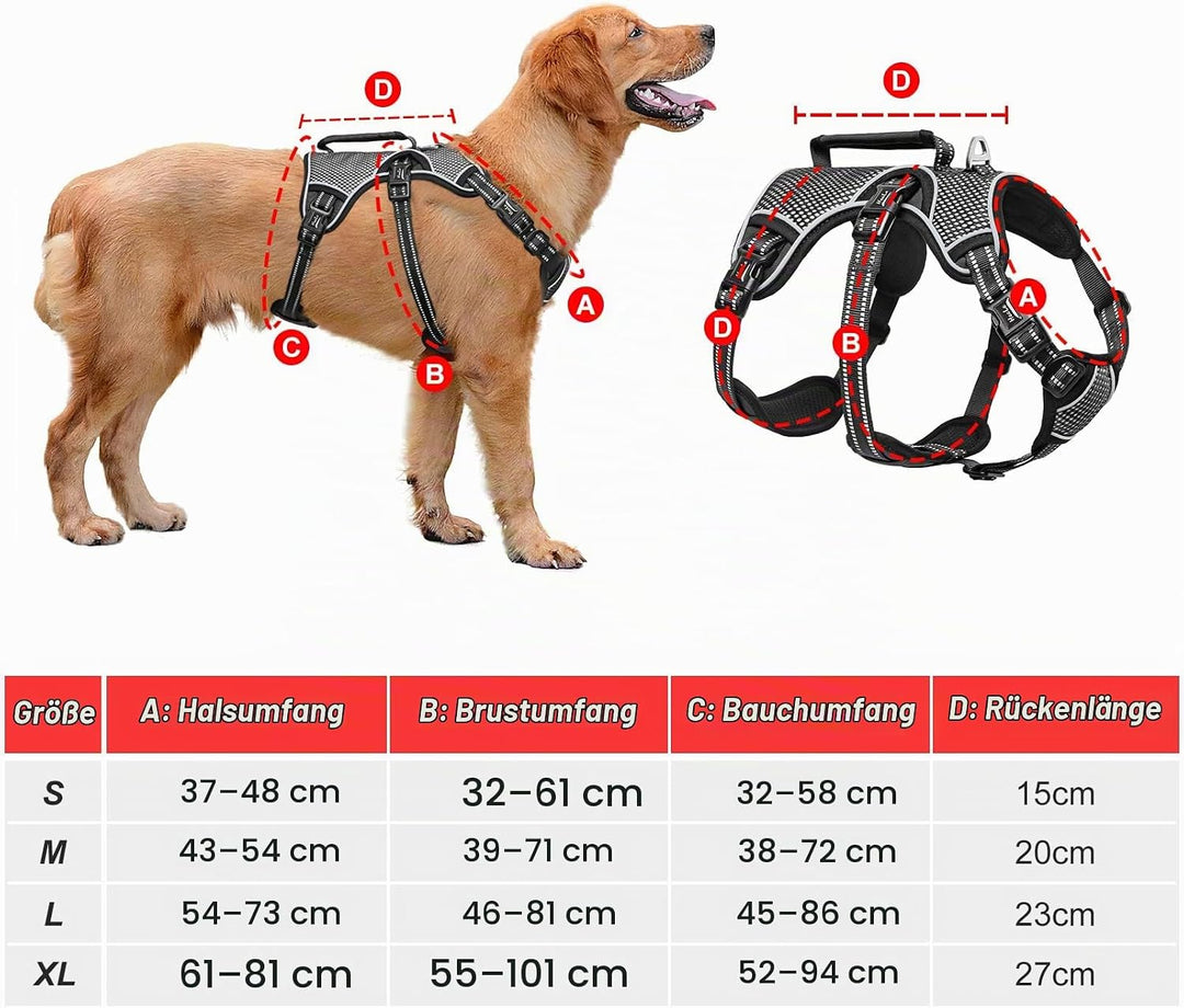 HEELE Hundegeschirr, Ausbruchsicher, Schnalle im Halsbereich, Reflektierend, Brustgeschirr mit Robus
