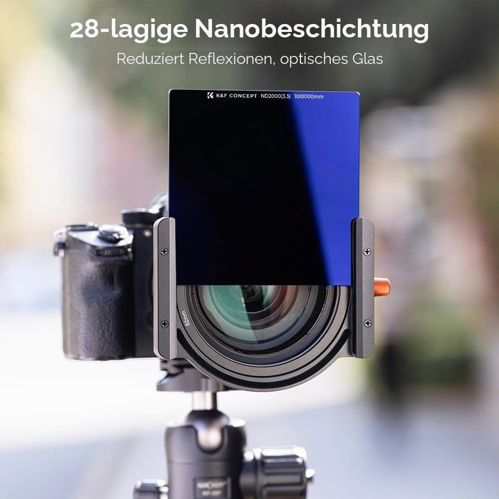 K&F CONCEPT Nano-X Rechteckfilter ND2000(11 Stop) 100x100mm Square Filter Graufilter aus Optisches G