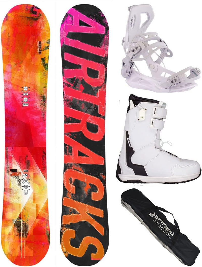 Airtracks Damen Snowboard-Set Morioirs Flat Zero Rocker + Bindung Master W Fastec + Boots + Sb Bag 1