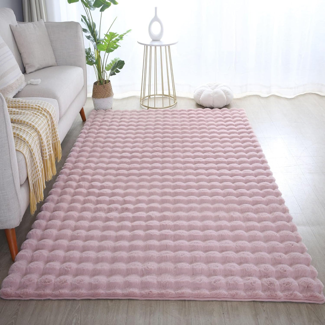Carpetsale24 Teppich Wohnzimmer Moderne Einfarbig 3D Hoch-Tief Struktur Design Rosa 200 x 290 cm - H