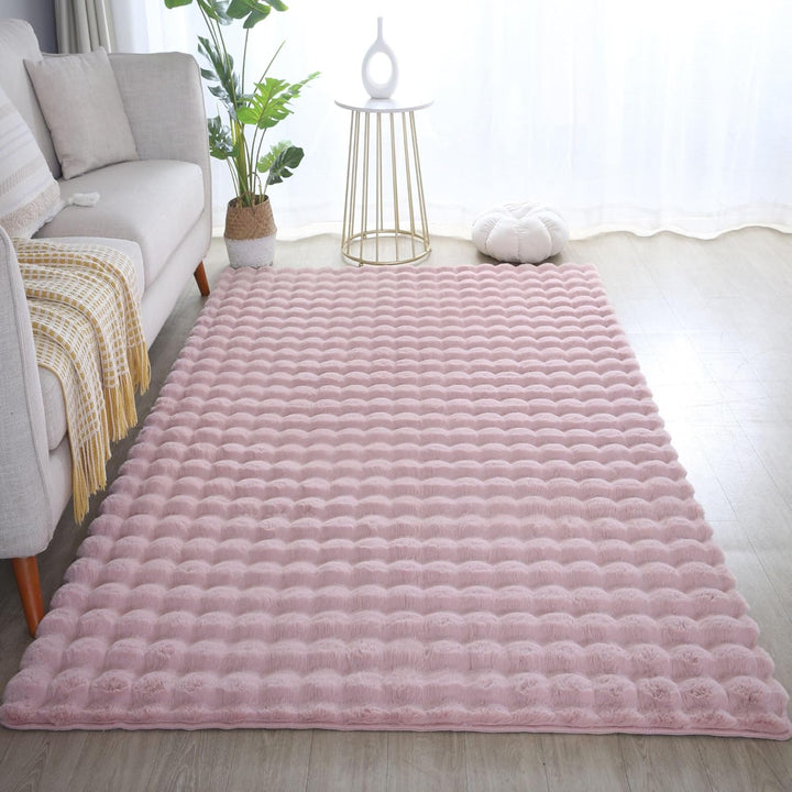 Carpetsale24 Teppich Wohnzimmer Moderne Einfarbig 3D Hoch-Tief Struktur Design Rosa 200 x 290 cm - H