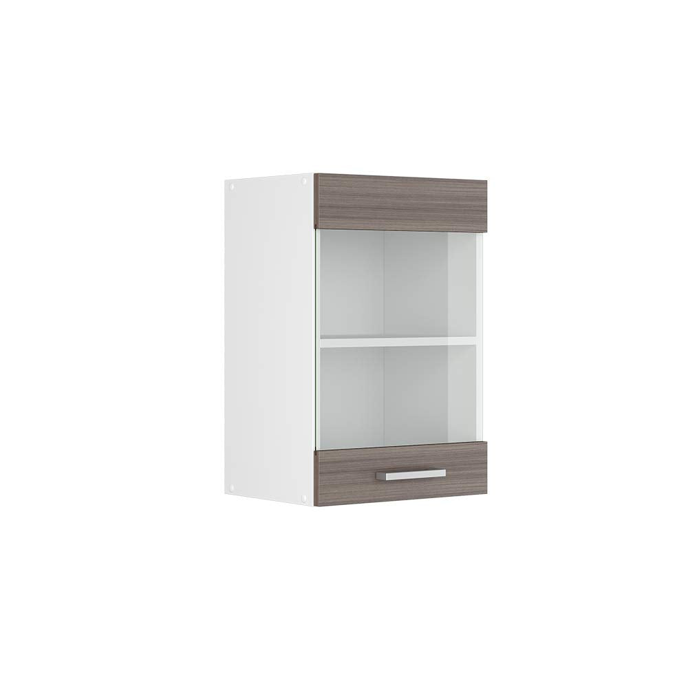 Vicco Küchenschrank Glas R-Line, Grau/Weiss, 40 cm Grau Hängeglasschrank 40cm, Grau Hängeglasschrank