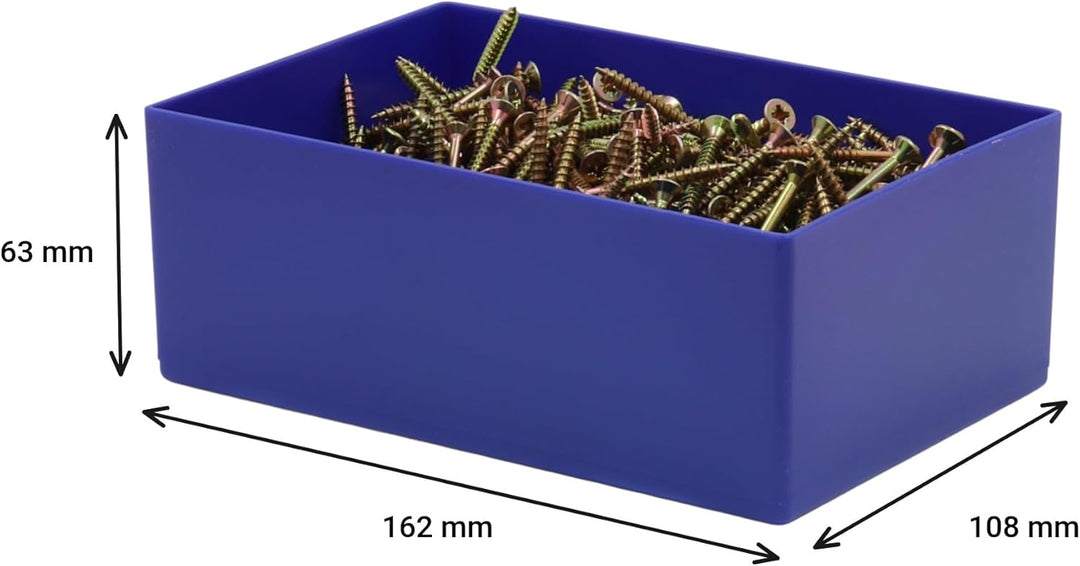 1a-TopStore 25 Stück Einsatzkasten Serie E63/4, blau, 162x108x63 mm, aus Polystyrol, Industrienorm,