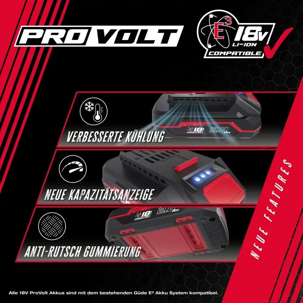 Güde Ladegerät & Akkupack Starter-Kit LGAP 18-3020 P (18 V Li-Ion, 2 Ah Akkupack & 3A Schnellladeger