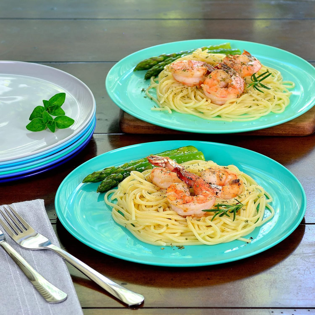 Youngever 9 Stück 25CM Grosse Kunststoff Teller, Mehrweg Plastik Teller Set, Party Geschirr, Mikrowe