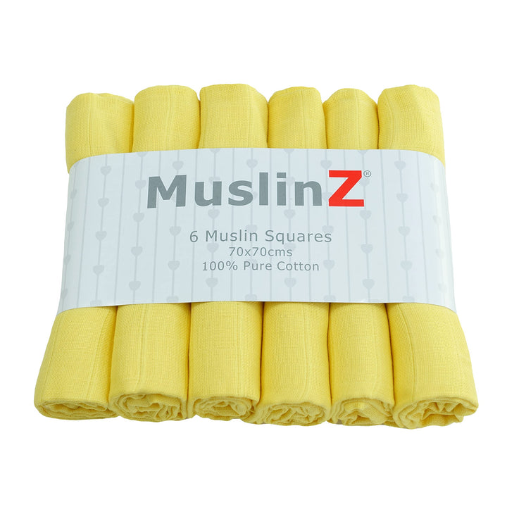 MuslinZ Baby Musselintücher, Gelb, 6 Stück, Gelb
