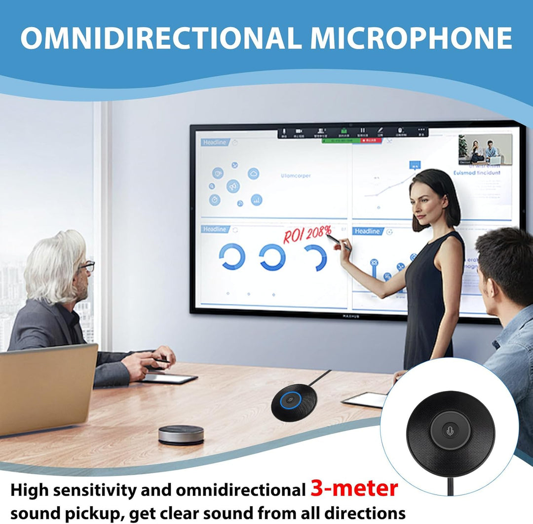 USB Konferenzmikrofon, USB Mikrofon für PC, 360 Grad Omnidirektionales Kondensator Mikrofon mit Stum